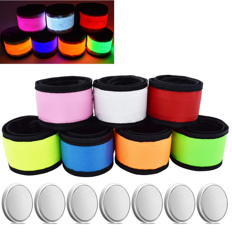 AMNQUERXUS LED Glow Slap Bracelet Light Up Wristband High Visibility Safety Gear for Cycling Walking Running Concert Camping Outdoor Sports-Fits Women Men (7 Pack - Colorful) - Image 1